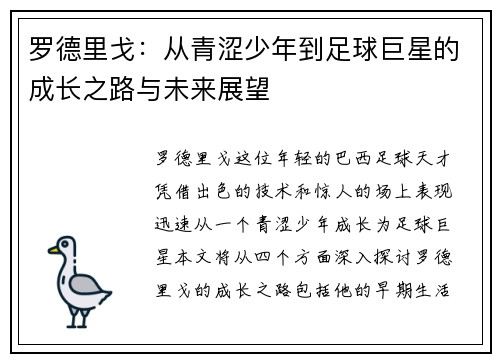 罗德里戈：从青涩少年到足球巨星的成长之路与未来展望